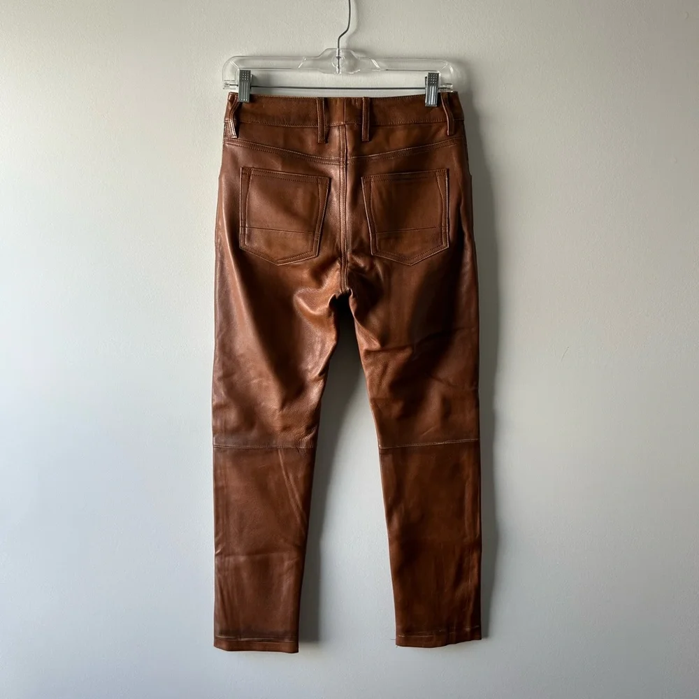Golden Goose brown genuine leather slim leg pants - Picture 5 of 7